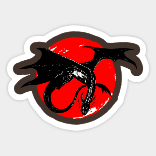 dragon on the background of the red moon Sticker